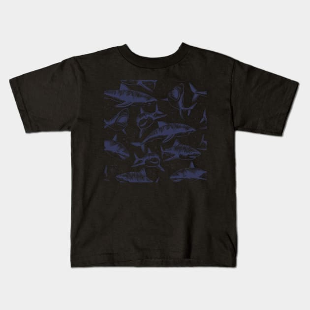 Sharks Kids T-Shirt by edwardecho
